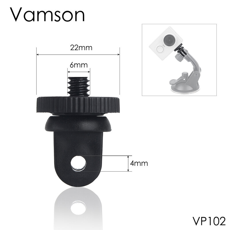 Vamson pour Go Pro accessoires Mini trépied adaptateur de montage à vis avec monopode à vis de 1/4 "pour GoPro Hero 3 + pour Xiaomi pour yi VP102