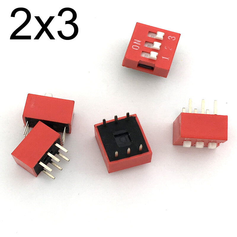 10pcs DIP Switch Slide Type Red 2.54mm Pitch 2 Row DIP Toggle switches 2p 6p Free Shipping