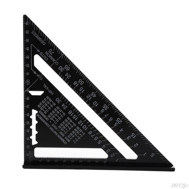 Triangular Measuring Ruler 7 Inch Metric Aluminum Alloy Speed Square Roofing Triangle Angle Protractor Trammel Tools New