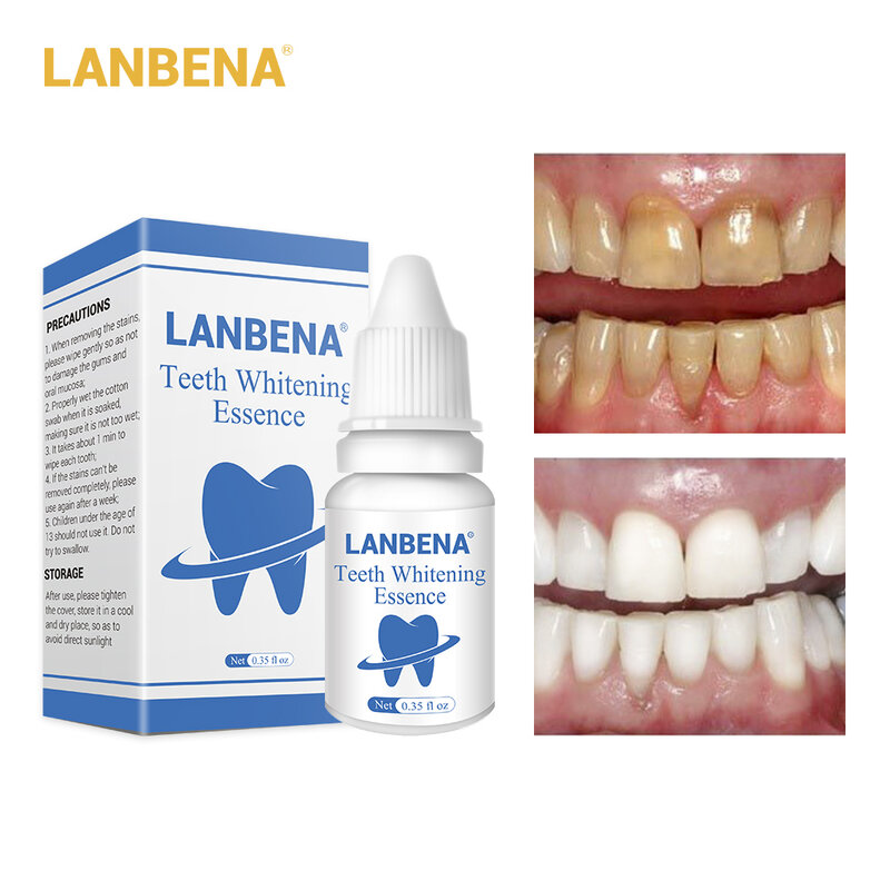 LANBENA تبييض الأسنان جوهر مسحوق نظافة الفم تنظيف المصل يزيل البلاك البقع تبييض أدوات طبيب الأسنان