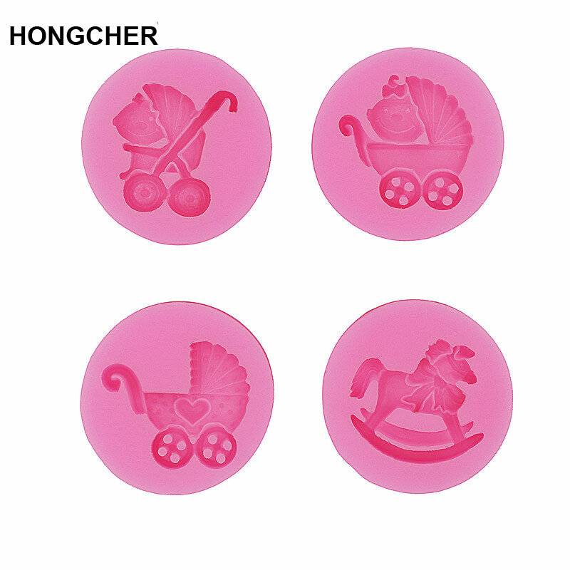 Baby stroller fondant silicone mold Chocolate mold, cake dessert decoration mold, kitchen baking gadget, jelly pudding biscuit