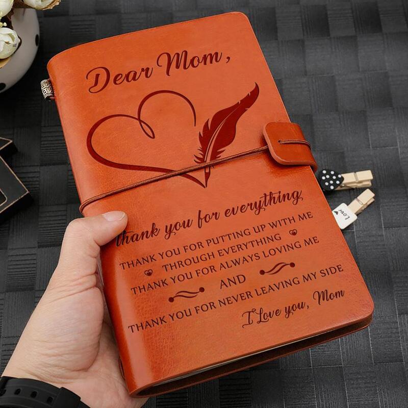 To Wife, Daughter,Son,Mom And Dad Engraved Leather Journal Notebook Diary Custom Message Quotes Gift Anniversary Family