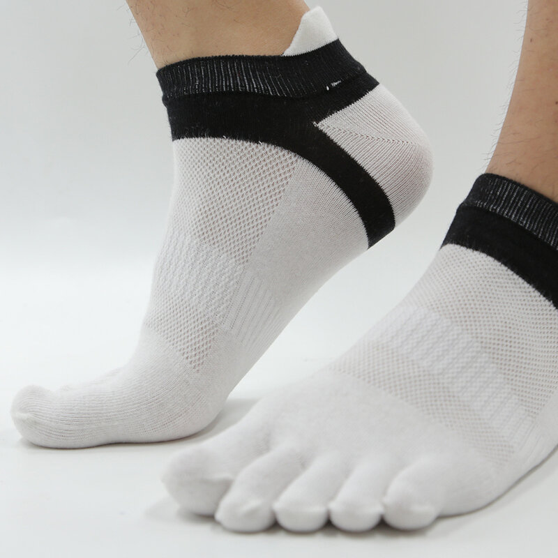 3 Pair Spring summer Comfortable Men Guy Five Finger Pure Soft Cotton Toe Socks Casual Ankle Socks