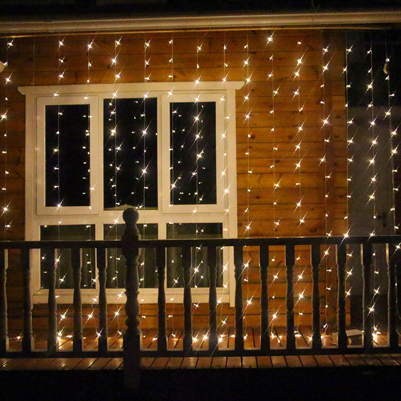 Led fada casamento cortina luz da corda 300 lâmpada 3x3m contas de icicle ac220v guirlanda festa cintilação estrelado jardim decoração do feriado lâmpada