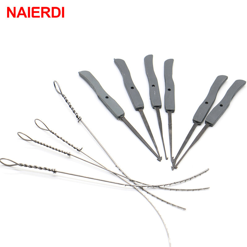 NAIERDI — Kit de serrurier 3-en-1, cadenas à serrure transparente avec crochets d'extraction pour clés cassées