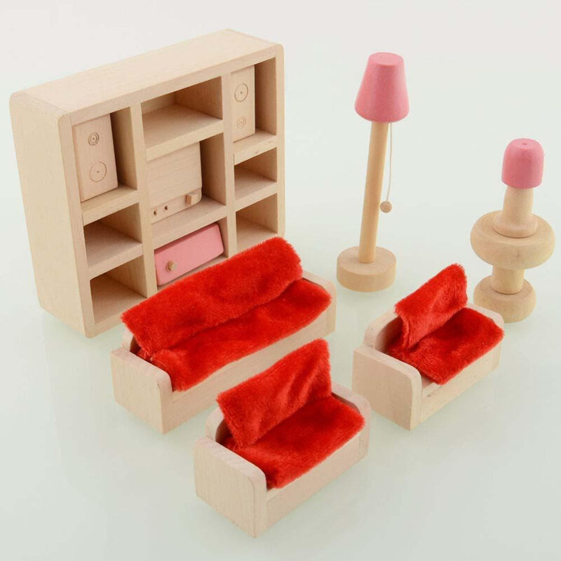 Nueva casa de muñecas de madera, muebles de cocina en miniatura, cama de salón, restaurante, dormitorio, cocina, baño para niños, juguete para regalo caliente