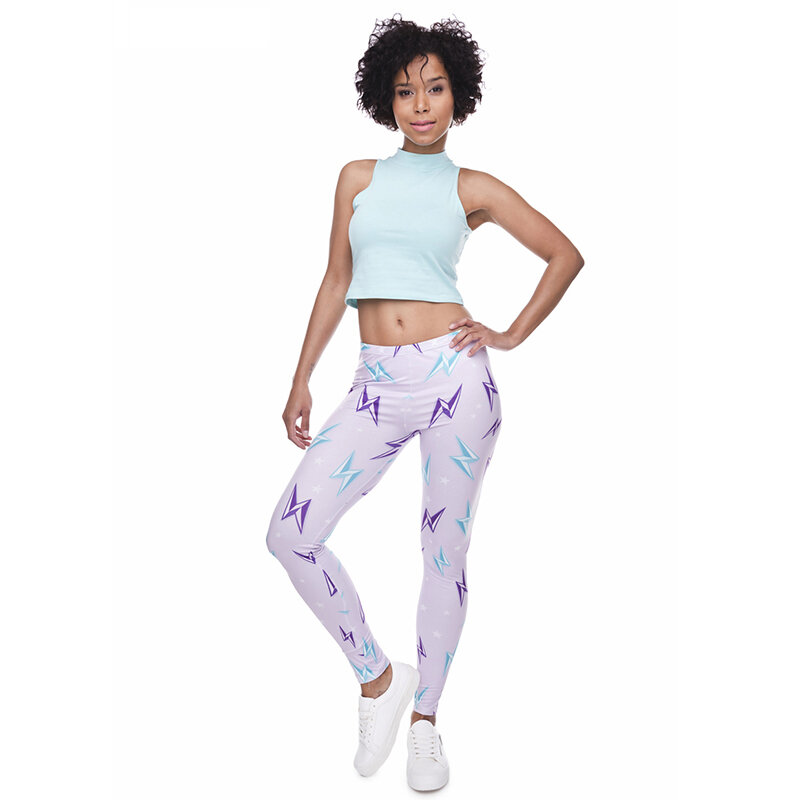 紫グラデーション紫色の印刷女性レギンスフィットネス通気性汗速乾性レギンス高弾性ズボンパンツ