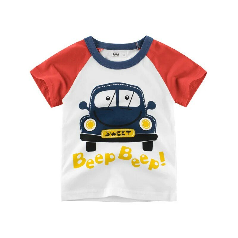 Camiseta con estampado de dibujos animados para niños y niñas, ropa de moda de algodón para bebés, 2-10 años