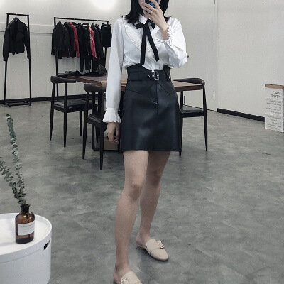 Tao li na新しいファッション本物のシークレザースカートg15