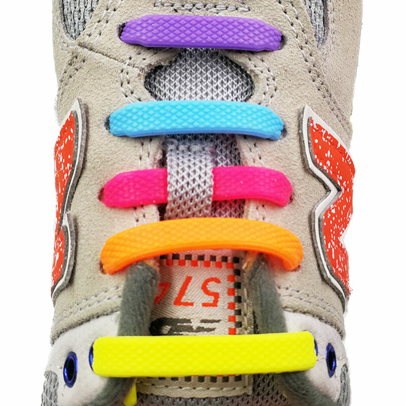 Cordones elásticos de silicona para zapatos, accesorios de cordón elásticos creativos de goma, sin atar, 16 unids/lote