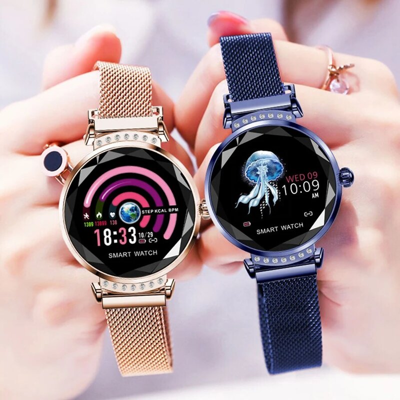ใหม่ล่าสุดแฟชั่น H2 สมาร์ทนาฬิกาผู้หญิง 3D เพชรแก้ว Heart Rate ความดันโลหิต Sleep Monitor ที่ดีที่สุดของขวัญ ...