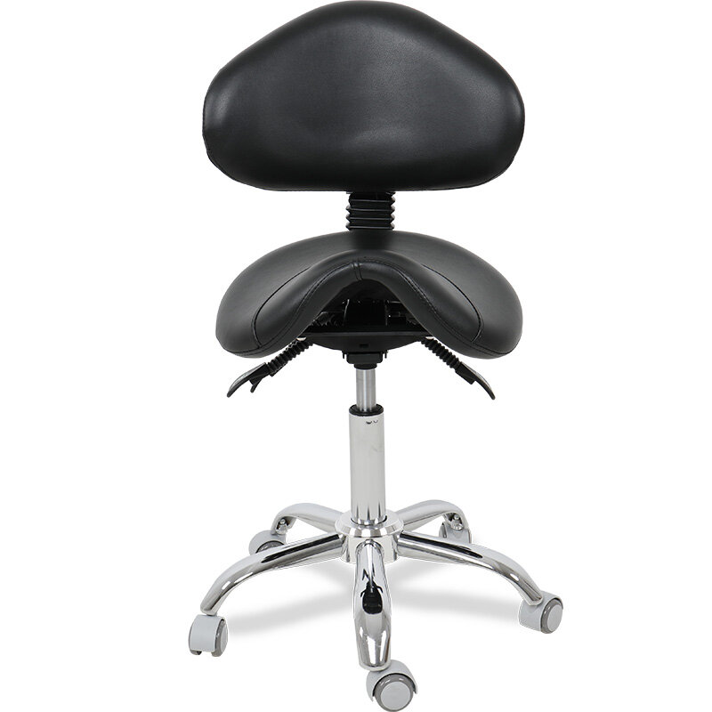 Economic Rolling Saddle Stool Chair with Adjustable Backrest Support for Clinic Hospital Pharmacy Medical Beauty Lab Office