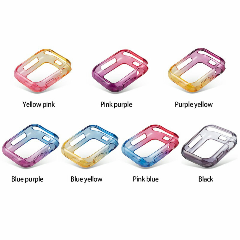 New gradient TPU soft shell for Apple Watch 44/40mm watch cover Screen Protector Shell for iWatch Series 4 Watch case Accessorie
