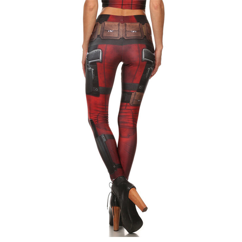 FCCEXIO Spring Fashion Super Hero Deadpool 3D Printed Legins Women's Leggings Workout Pants High Waist Fitness Elastic Trousers