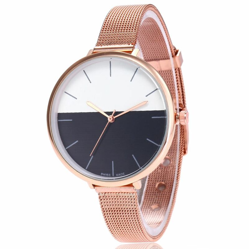 Reloj de pulsera de cuarzo y acero inoxidable para Mujer, cronógrafo con esfera colorida, color oro rosa, 2020