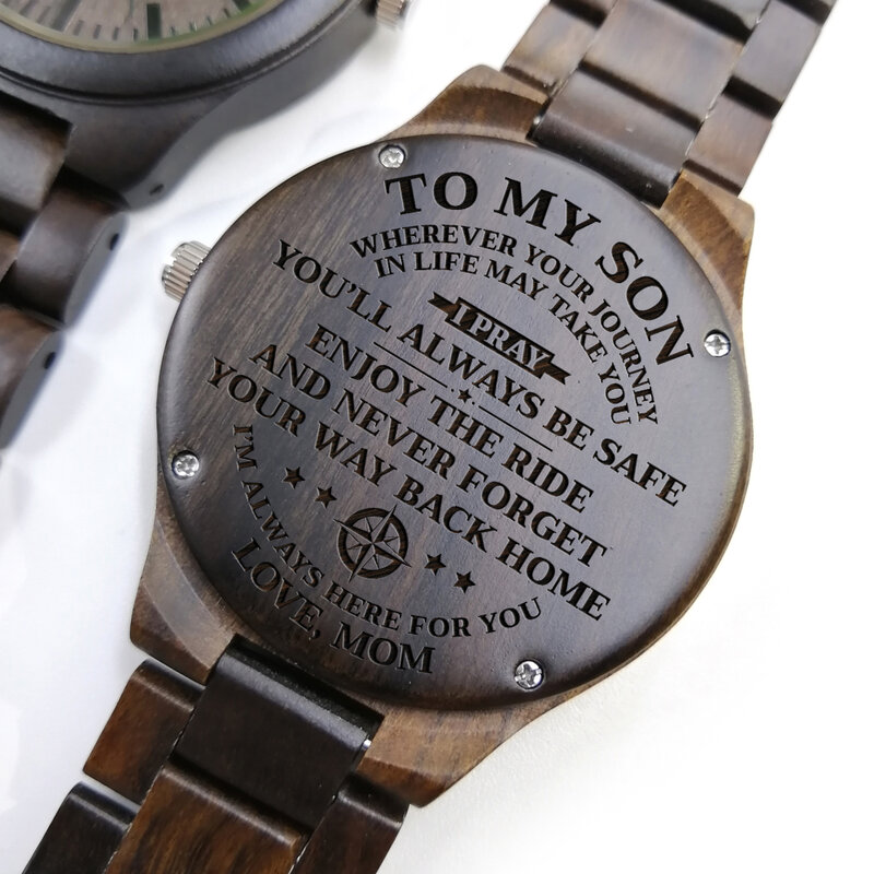 To My Son Never Forget Your Way Back Home reloj de madera grabado