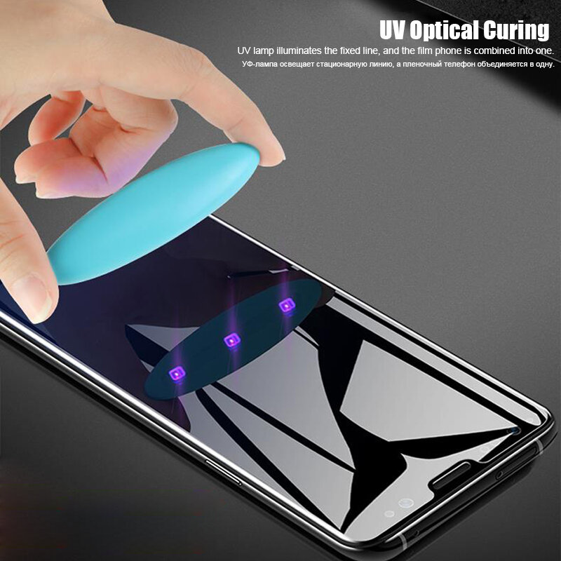 Protecteur d'écran pour Samsung Galaxy S8 S9 Plus, Film de couverture à colle complète en verre trempé 6D UV pour Galaxy Note 9 8