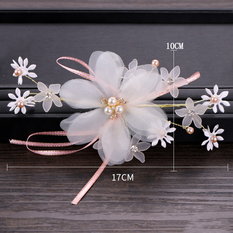 MOLANS New Feather Flower Hairpins Bridal Headwear Crepe Fabric Pearls Hair Clips for Bride Wedding Photography Accessories