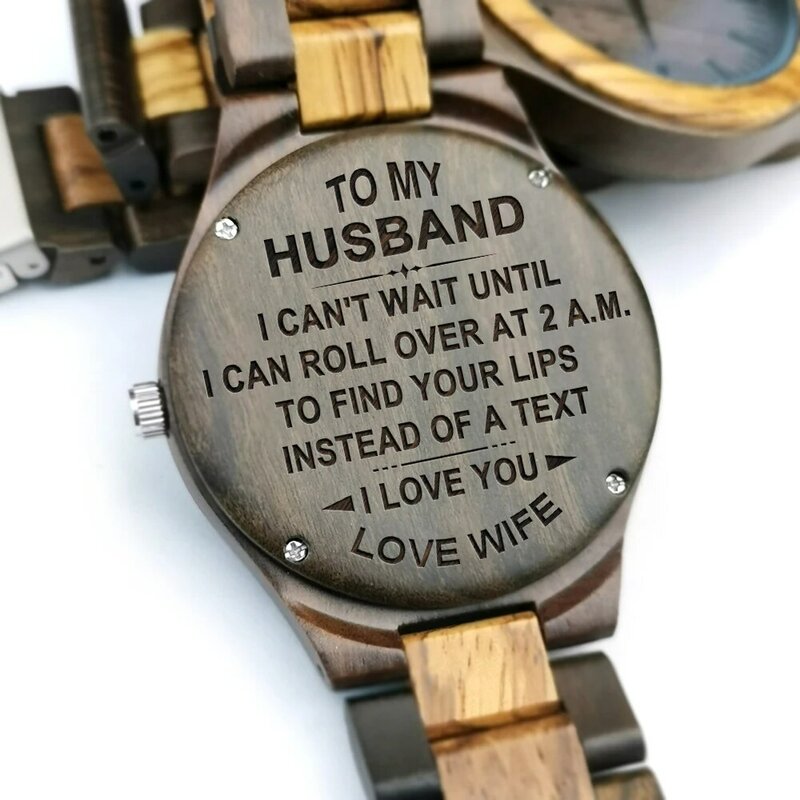 إلى زوجتي الحب زوجة محفورة ساعة خشبية