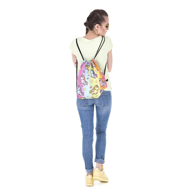 1 шт. винтажные Рюкзаки Женские симпатичное, на шнурке сумки 3D печатных моды