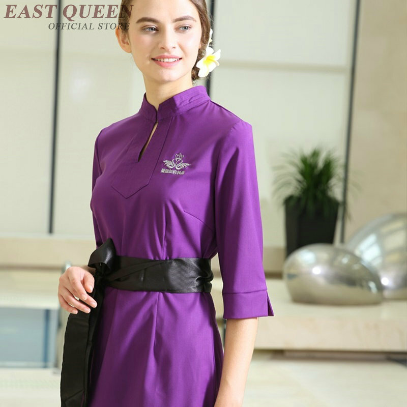 Uniforme de esteticista de masaje Spa para mujer, hermoso uniforme clínico de camarera de salón de belleza, vestido de mujer DD1395