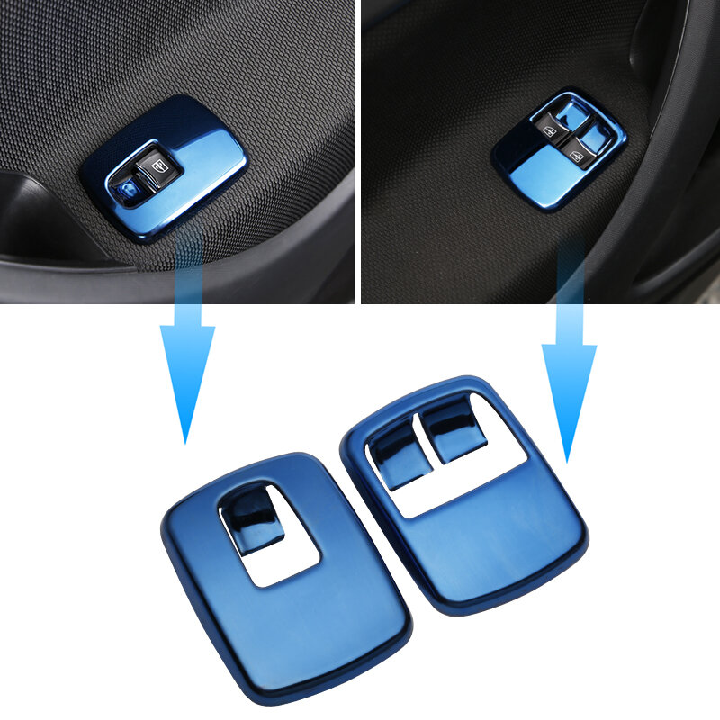Botón de elevación de ventana modificado para interior de coche, accesorios de panel decorativo de acero inoxidable para nuevo smart 453, 2 uds./Set
