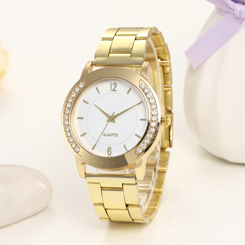 Relojes de lujo para Mujer, pulsera de cristal de diamante dorado, Relojes de cuarzo creativos, Q52