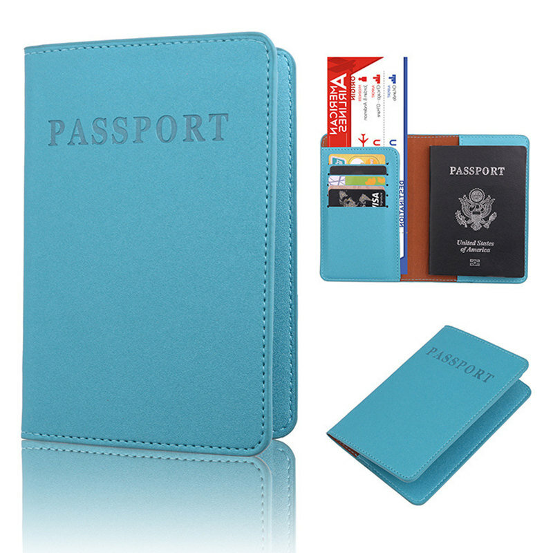 Funda de pasaporte de viaje para hombre y mujer, tarjetero de cuero Pu, funda para pasaporte, fundas suaves de viaje