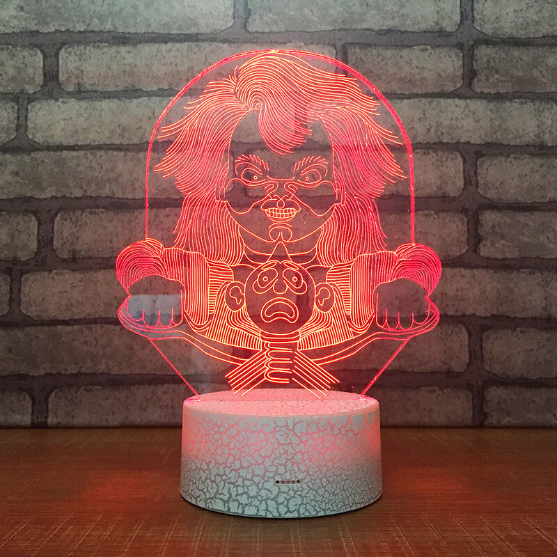 Chucky 3D LED RGB 나이트 라이트 7 색 변경 데스크 라이트 액션 피규어 087 소년 소녀 크리스마스 완구