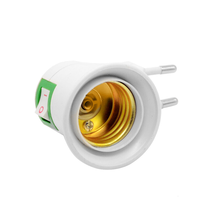 1pc e27 ue redondo-pé soquete tipo + ligar/desligar suporte da lâmpada móvel pequena noite lâmpada soquete adaptador conversor