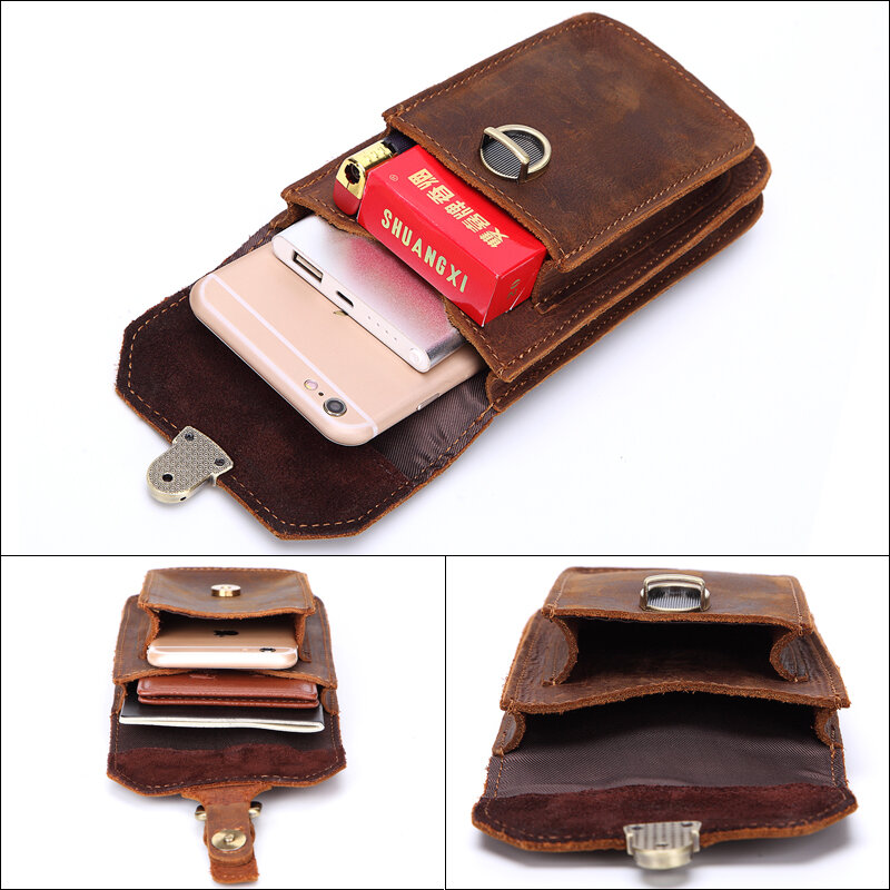 MISFITS-حقيبة خصر جلدية أصلية عتيقة للرجال ، حقيبة سفر بحزام مع حلقات ، 2019