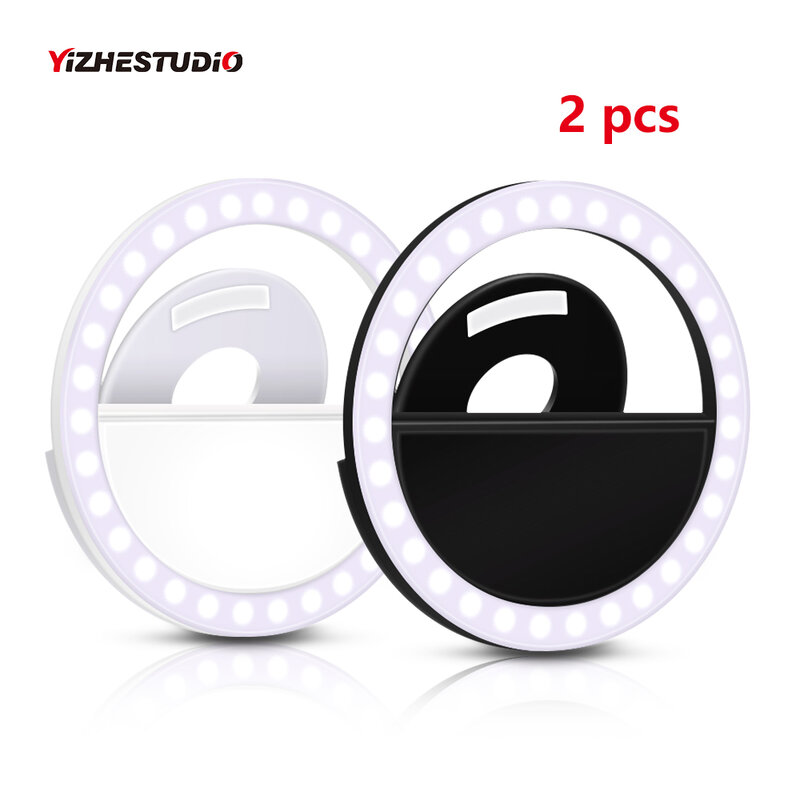 Yizhestudio 2PCS USB Charge LED Selfie Ring Light Flash Led for Photography LED Selfie ring Light Enhancing for Phone Computer