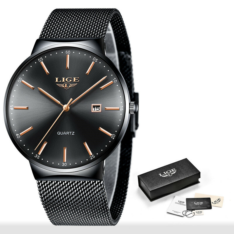 2019 Nieuwe Horloges Mannen Waterdichte Automatische Datum Ultra-Dunne Quartz Horloge Mannelijke Mode Eenvoudige Volledige Steel Sport Heren Horloge relogio
