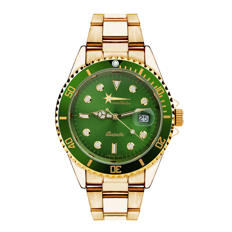 Groene Hulk Mannen Horloge Wealthstar Mannen Rol Auto Datum Horloges Luxe Heren Merk Militaire Horloges Heren Quartz Sport Horloges