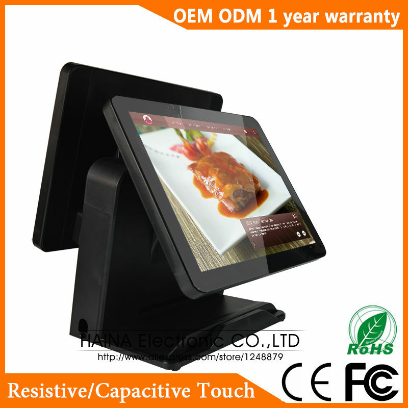 Хайна Touch 15 дюймов сенсорный экран Экран Ресторан POS Системы двойной Экран POS машина