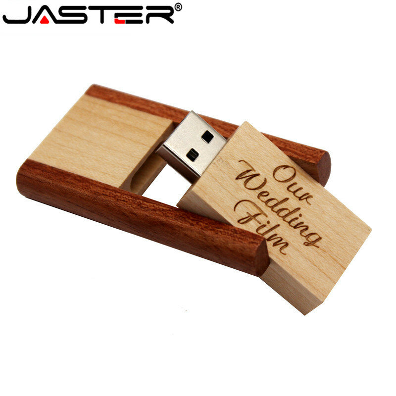 JASTER-pendrive giratorio de madera, unidad flash USB 2,0, 4GB, 16GB, 32GB, 64GB, venta al por mayor (logotipo gratis)