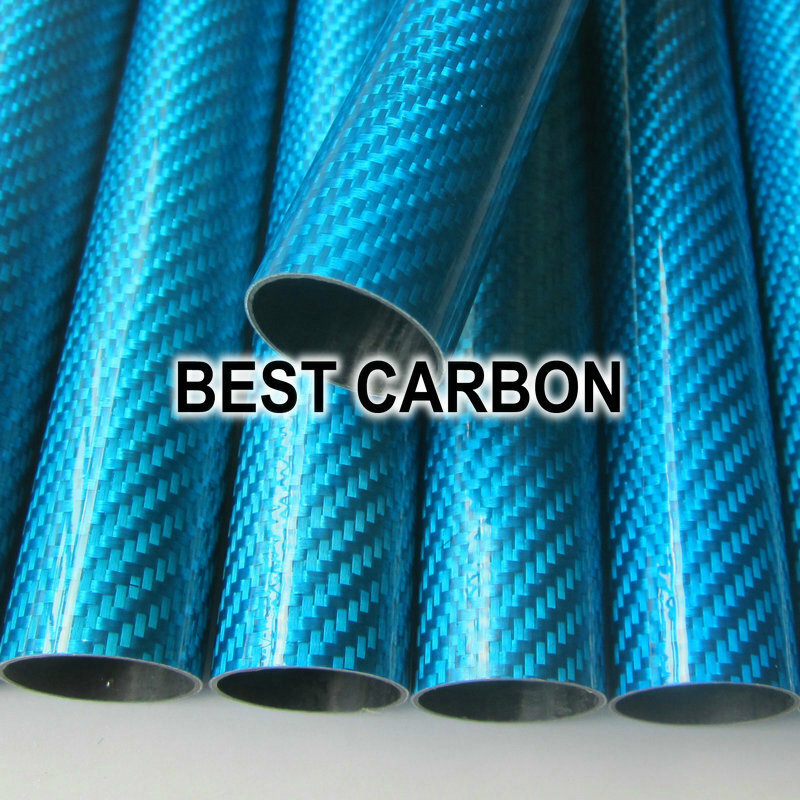 Fibra de carbono azul de alta calidad, tejido enrollado/tubo tejido, 23,2mm x 21mm x 1000mm