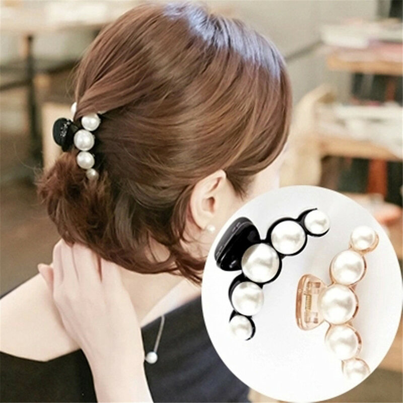 Pinzas para el pelo de acrílico esmerilado para mujer y niña, pasador de perlas coreanas sólidas, grandes, elegantes, accesorios para el cabello