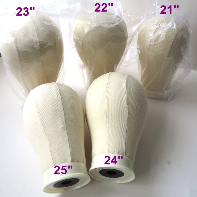 (21 "/22"/23 "/24"/25 " ) 1 peça bege ou preto bloco de lona manequim cabeça de lona de algodão para fazer perucas