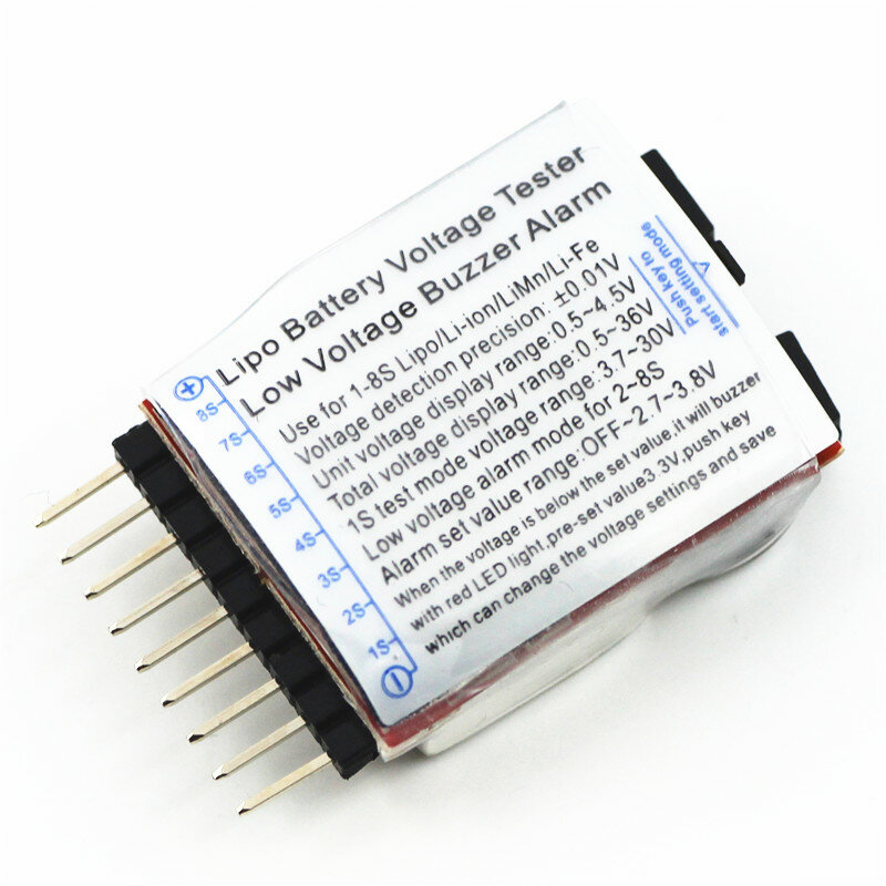 Testeur de tension de batterie Lipo/Li-ion/Fe 1-8S 2 en 1, alarme sonore basse tension
