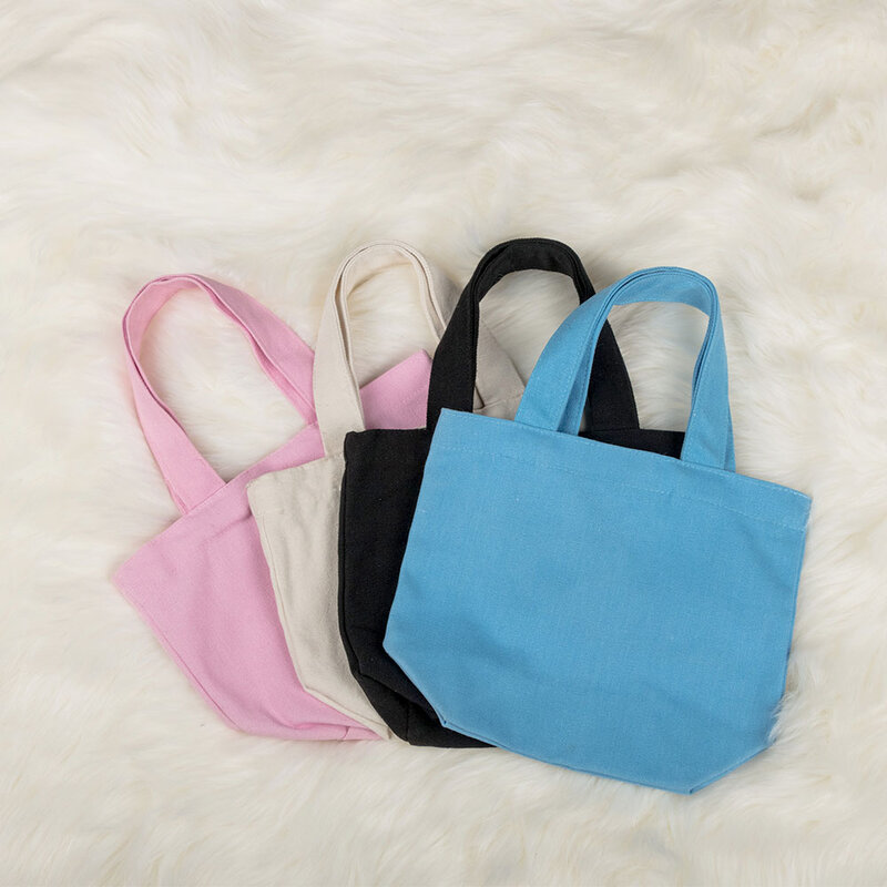 Shopping Bags Women Outdoor Picnic Bag Pure Color Cotton Canvas Bag Picnic Pouch Reusable Eco Lunch Container