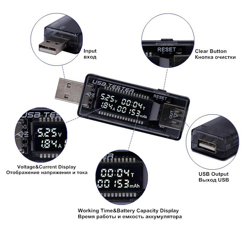 Detector USB 3 en 1, voltímetro, amperímetro, probador de corriente de voltaje, probador de capacidad de potencia, medidor de corriente de voltaje