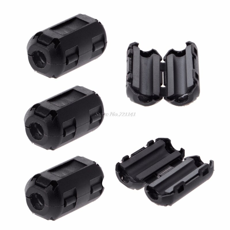 5 Pcs 5mm Clip-On Ferrite Ring Core Noise Suppressor For EMI RFI Clip Cable Active Components Filters Dropship