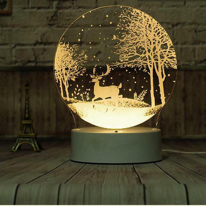 3D常夜灯スター鹿タンポポledデスクテーブル家の装飾のためのための暖かい光家の寝室の装飾子供のギフト