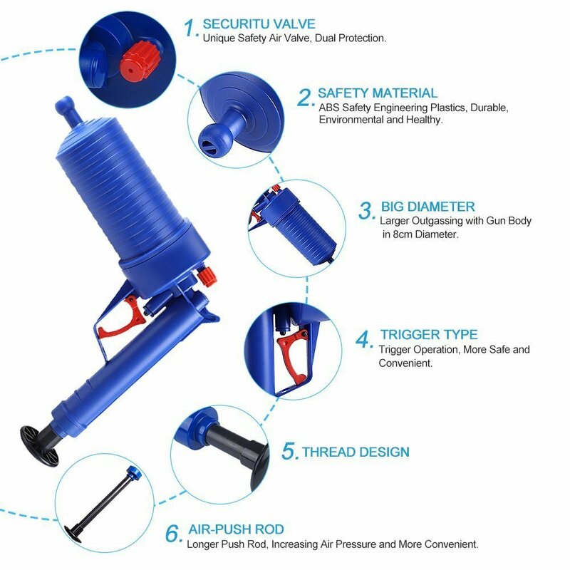 Мощный Плунжер для дренажа воздуха, пластиковый Плунжер для унитаза, очиститель высокого давления, фильтр для канализации, раковина, труба, ...