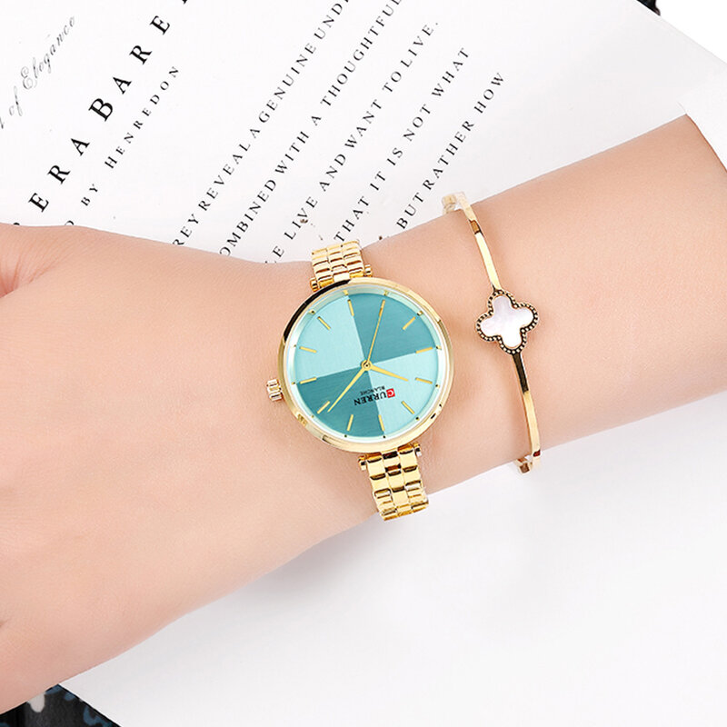 العلامة التجارية الأعلى CURREN ساعة نسائية فاخرة كاملة الصلب السيدات فستان كوارتز ساعة اليد بسيطة مقاوم للماء ساعة reloj mujer