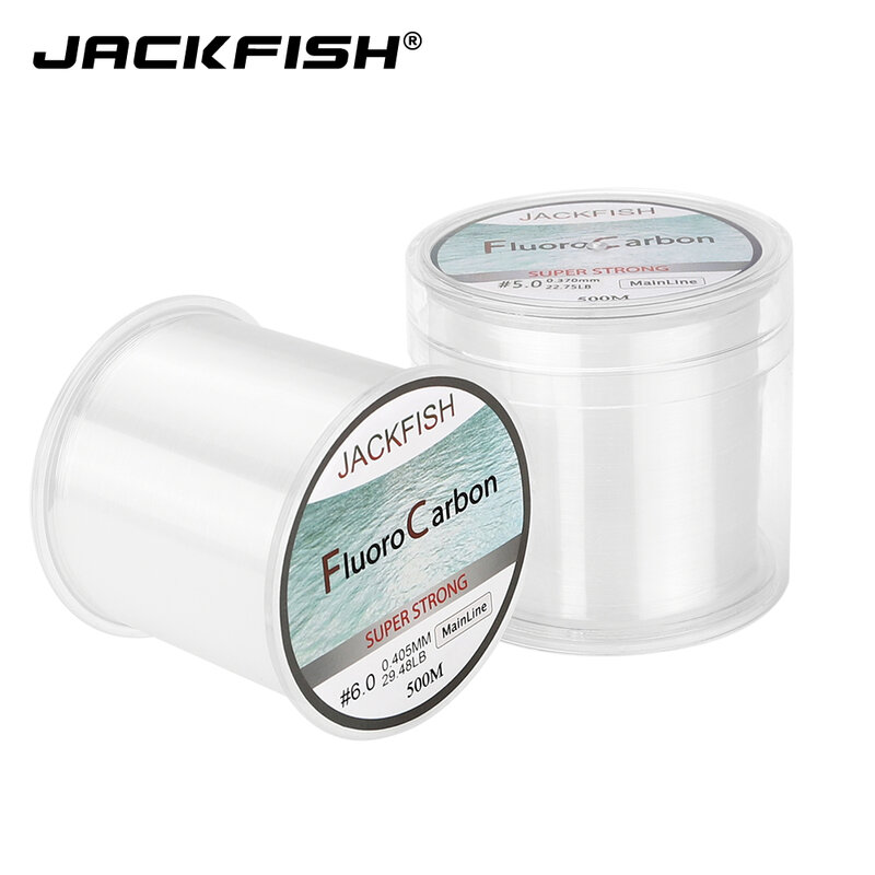 JACKFISH-Línea de pesca de fluorocarbono de 500m, líder de fibra de carbono de prueba 5-32LB, de pesca con mosca de 0.165-0,46mm, gran oferta