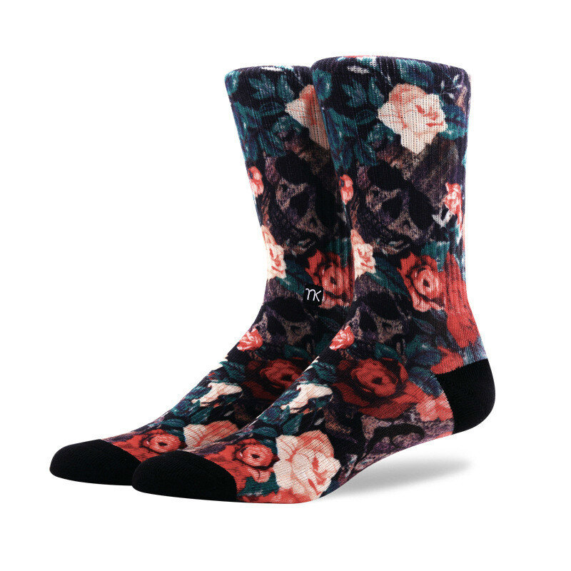 PEONFLY Cotton Men Socks Brand Spring Fall Plus Size Quality Compression Coolmax Black Grey Pattern Business Dress Male Socks