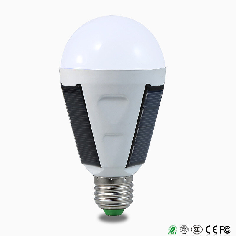 Luz de emergencia LED Solar, AC85-265V E27, 7W, 12W, batería recargable, Bombillas mágicas inteligentes para exteriores, a estrenar