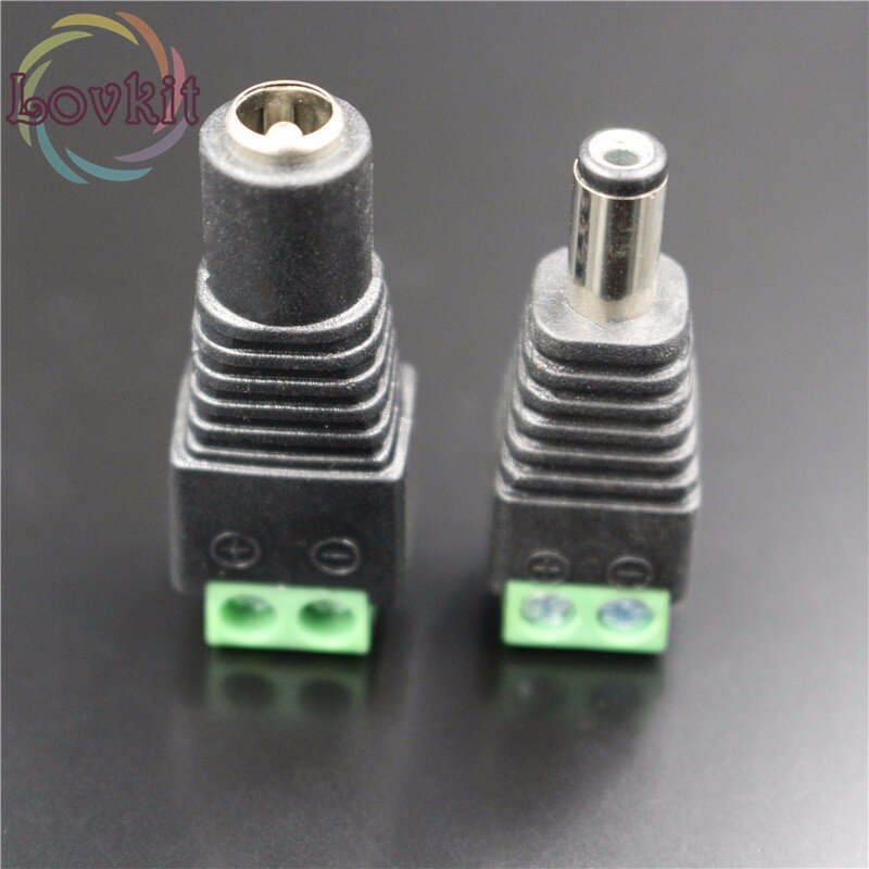 5 Par Feminino + Masculino Plugs Conector 5.5x2.1mm Para 5050/3528 LED tira cor sigle AC DC fonte de Alimentação Cabo Plug Adapter Jack